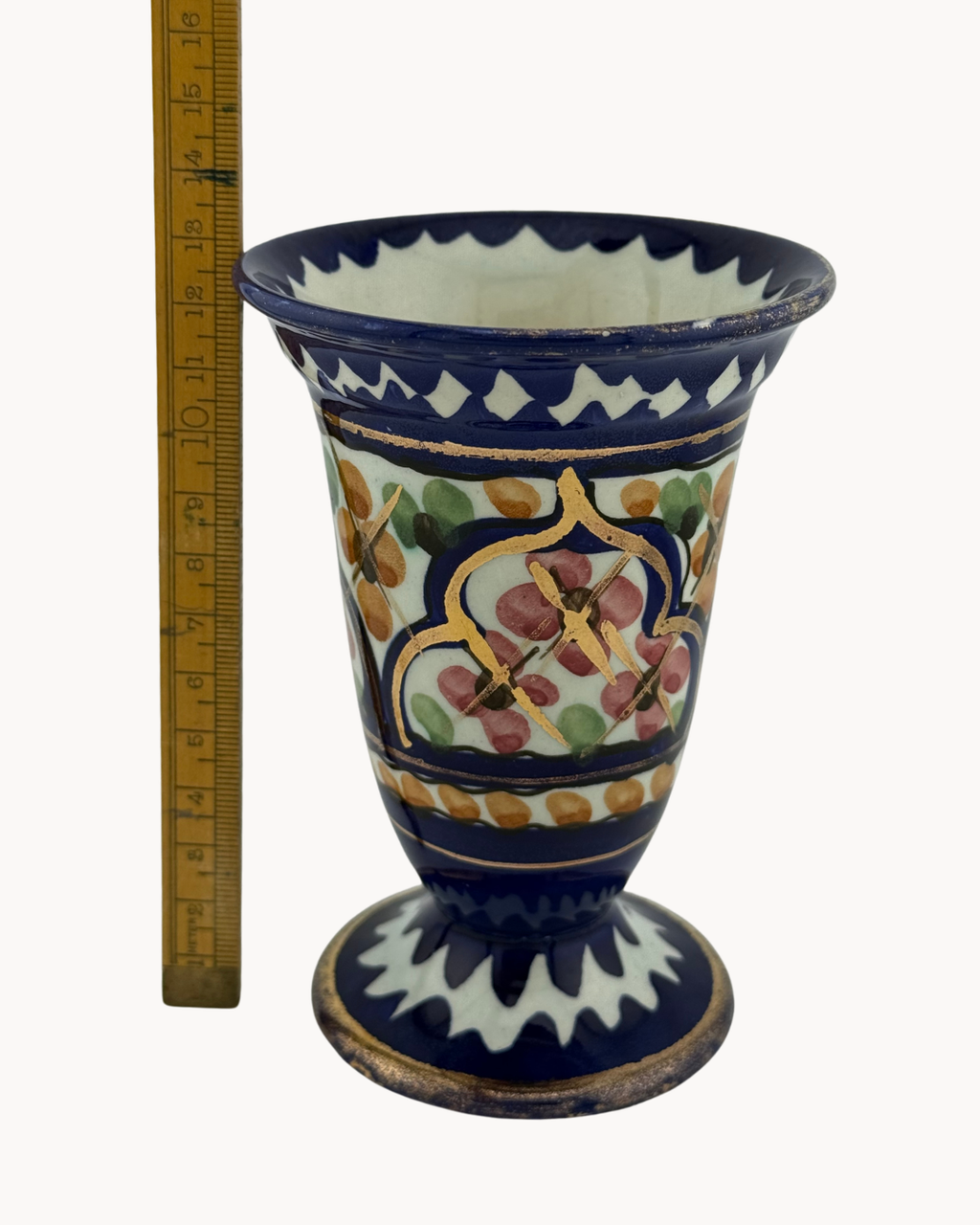 置物 1960s HMV Hungary Majolica Spiral Vase Majolica Holland Vase | Earthenware | Hand-painted Floral Motif