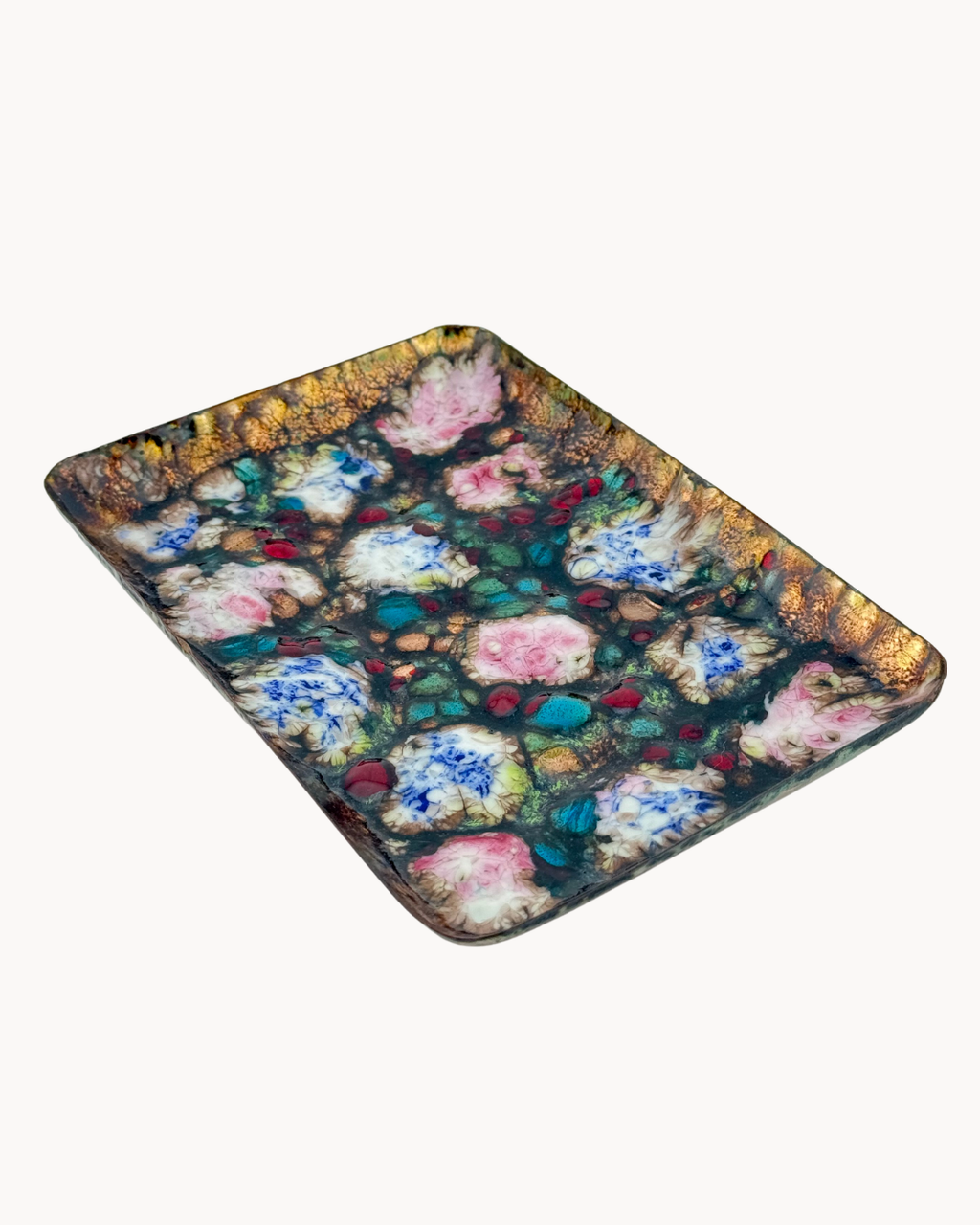Esmaltes Garcia Trinket Tray | Enamel on Copper | Vintage Abstract Floral
