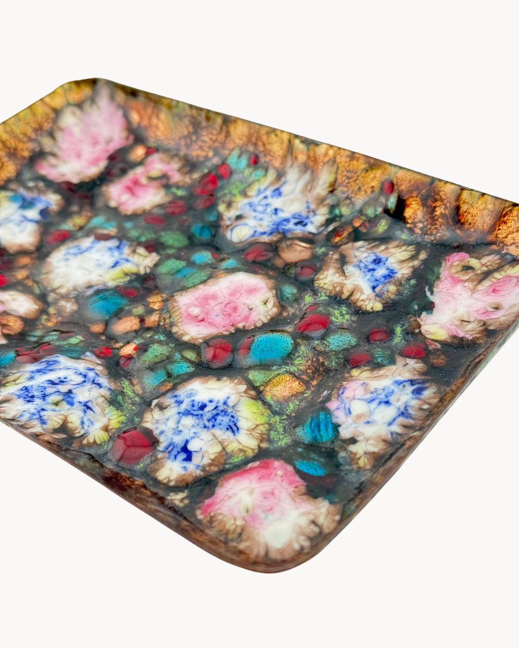 Esmaltes Garcia Trinket Tray | Enamel on Copper | Vintage Abstract Floral