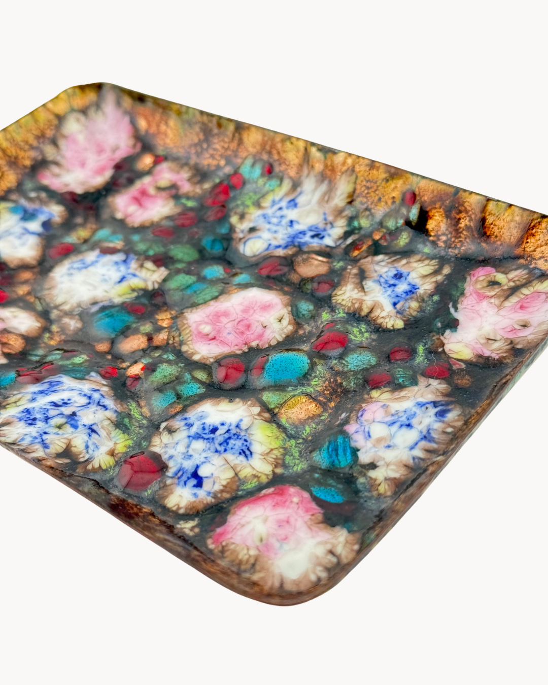 Esmaltes Garcia Trinket Tray | Enamel on Copper | Vintage Abstract Floral