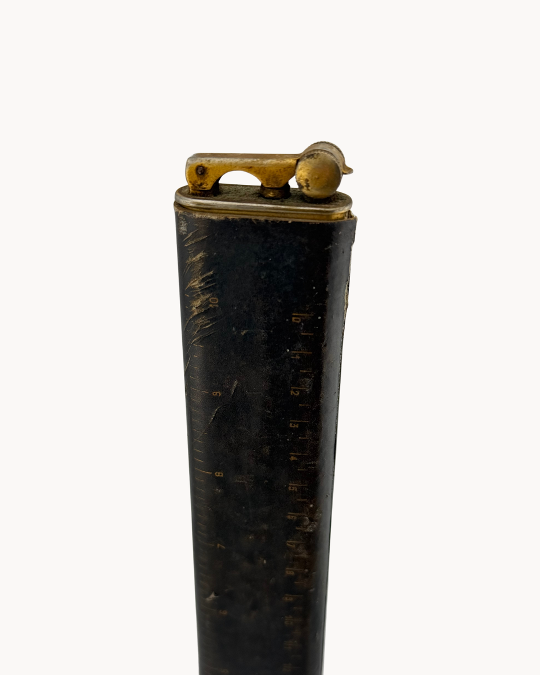 Tall Table Lighter | Leather & Brass | Manual Thumbwheel Spark
