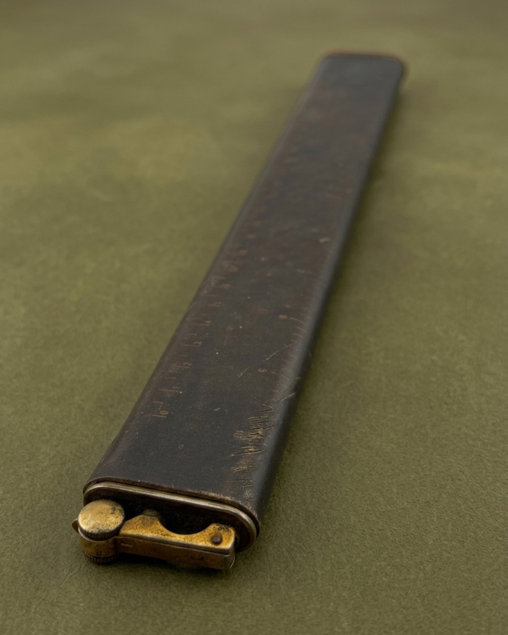 Tall Table Lighter | Leather & Brass | Manual Thumbwheel Spark